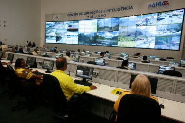 Salvador, Bahia, Brezilya - 18 Temmuz 2016: Bahia Kamu Güvenliği Sekreterliği Operasyon ve İstihbarat Merkezi, Salvador 'daki Bahia İdari Merkezi' nde yer almaktadır..