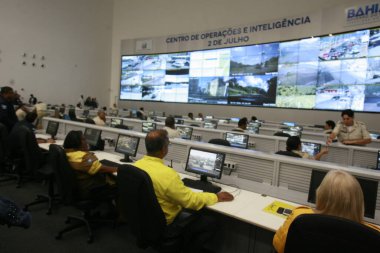 Salvador, Bahia, Brezilya - 18 Temmuz 2016: Bahia Kamu Güvenliği Sekreterliği Operasyon ve İstihbarat Merkezi, Salvador 'daki Bahia İdari Merkezi' nde yer almaktadır..