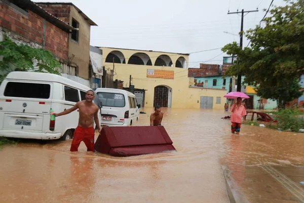 Salvador Bahia Brazil April 2015 Vehicle Seen Street Flooded Due — Stock Photo, Image