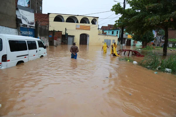 Salvador Bahia Brazil April 2015 Vehicle Seen Street Flooded Due — Fotografia de Stock