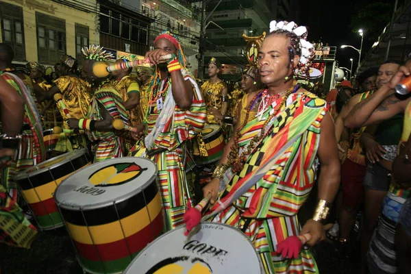 Salvador Bahia Brazil Μάρτιος 2014 Μέλη Του Μπλοκ Καρναβάλι Olodum — Φωτογραφία Αρχείου