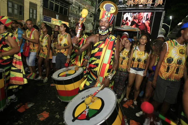 Salvador Bahia Brazil March 2014 Members Olodum Carnival Block Cananal — Fotografia de Stock