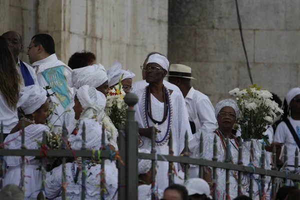 Salvador Bahia Brasil Janeiro 2015 Devotos Senhor Bonfim Durante Procissão — Fotografia de Stock