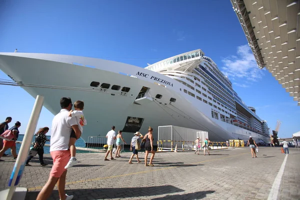 Salvador Bahia Brazil January 2018 Transatlantic Ship Seen Docked Port — стоковое фото