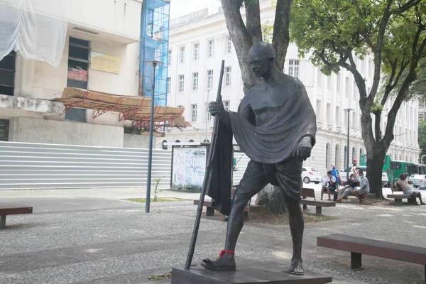 Salvador Bahia Brazil December 2021 Indian Leader Mahatma Gandhi Statue — стоковое фото