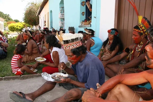 Porto Seguro Bahia Brazil January 2008 Indians Pataxs Ethnic Group — 스톡 사진