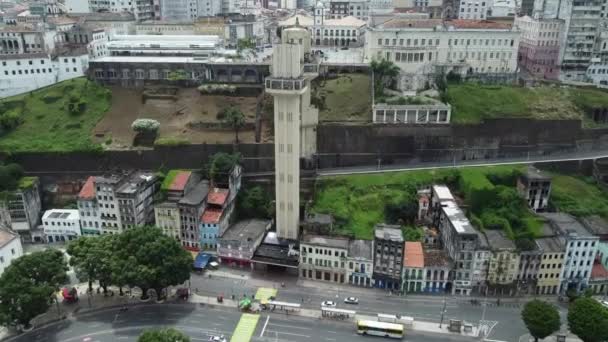 Salvador Bahia Brasil Enero 2022 Vista Aérea Elevador Lacerda Ciudad — Vídeos de Stock