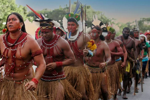Porto Seguro Bahia Braziliaans Augustus 2009 Inheemse Bevolkingsgroepen Van Etnisch — Stockfoto