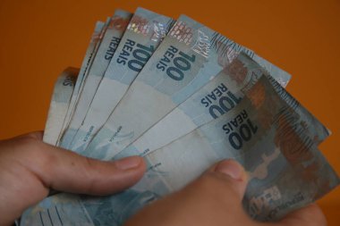 salvador, bahia, brazil - january 5, 2022: cedulas de real, currency used in Brazil.