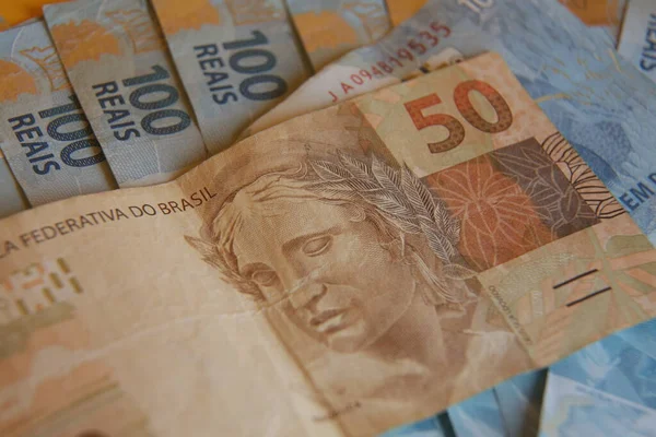 Salvador Bahia Brazil January 2022 Cedulas Real Currency Used Brazil — Stock Photo, Image