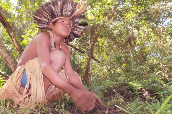 Ilheus Bahia Brazil June 2012 Tupinamba Etinia Indian被发现在Ilheus市的一个印第安村庄 — 图库照片