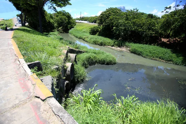 ブラジルのバヒア州ラウロ フリータス 2017年11月20日 ラウロ フリータス市のイピタンガ川に排水する下水道システム — ストック写真