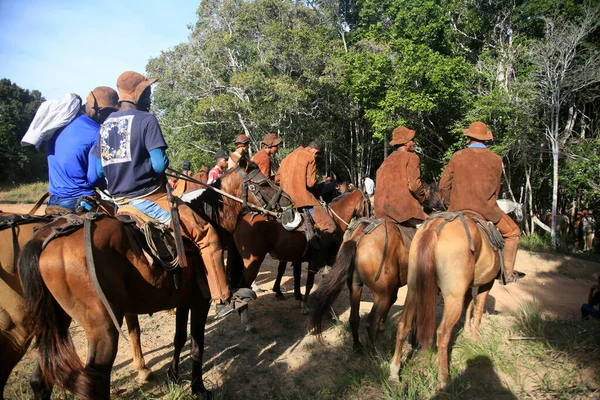 Conde Bahia Brasil Janeiro 2022 Cowboys Vestindo Trajes Típicos Couro — Fotografia de Stock
