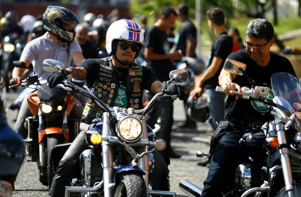 Salvador Bahia Brazilië September 2014 Motorrijders Ontmoeten Elkaar Tijdens Een — Stockfoto