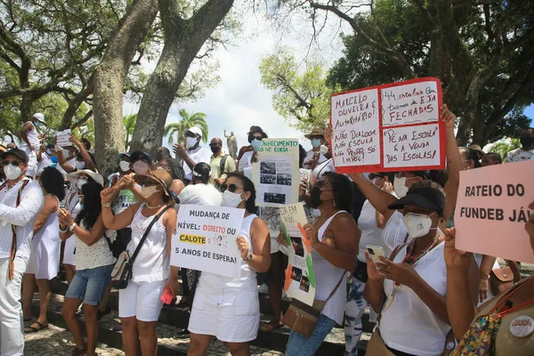 Salvador Bahia Brazil January 2022 Protest Teachers Municipal School System — Fotografia de Stock