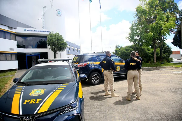 Сальвадор Баия Бразилия Января 2022 Года Офицеры Федеральной Дорожной Полиции — стоковое фото