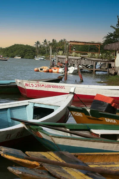 Porto Seguro Bahia Brasilien Dezember 2009 Kanus Überquerten Den Fluss — Stockfoto