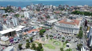 Salvador, Bahia, Brezilya - 12 Ocak 2022: vista aerea da arquitetura do Forum Ruy Barbosa na regio do Centro da cidade de Salvador.