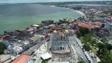 Salvador, Bahia, Brezilya - 13 Ocak 2022: Salvador 'daki Nosso Senhor do Bonfim Bazilikası' nın havadan görünüşü.