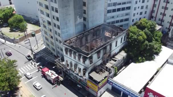 Salvador Bahia Brazil January 2022 Aerial View House Fire Neighborhood — Stock Video