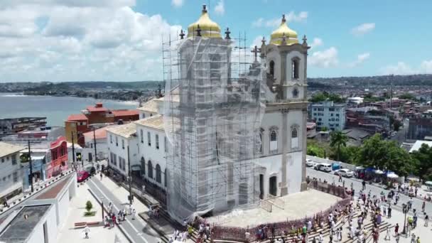 Salvador Bahia Brasil Enero 2022 Vista Aérea Basílica Nosso Senhor — Vídeo de stock