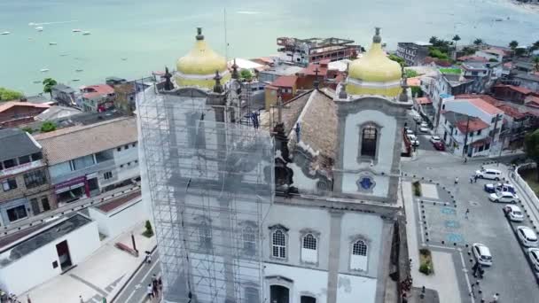 Salvador Bahia Brazil January 2022 Aerial View Basilica Nosso Senhor — Stock Video