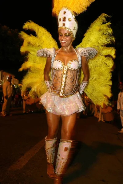 2012年2月20日ブラジル バイーア州イルホス サンバ学校のメンバーImperadoresは イルホス市のカーニバルでパレード中にサンバを行います — ストック写真