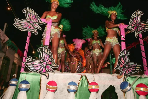 Caravelas Bahia Brasil Febrero 2009 Miembros Escuela Samba Coroa Imperial — Foto de Stock