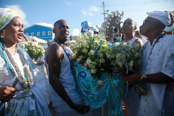 Salvador Bahia Brasil Fevereiro 2022 Devotos Castiçais Apoiadores Religião Matriaz — Fotografia de Stock