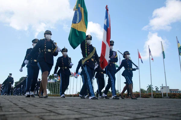 Salvador Bahia Brazil 2022年2月1日 Bahia宪兵队士兵在萨尔瓦多市举行的公民游行 — 图库照片