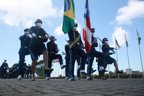 Salvador Bahia Brazília 2022 Február Bahiai Katonai Rendőrség Katonái Egy — Stock Fotó