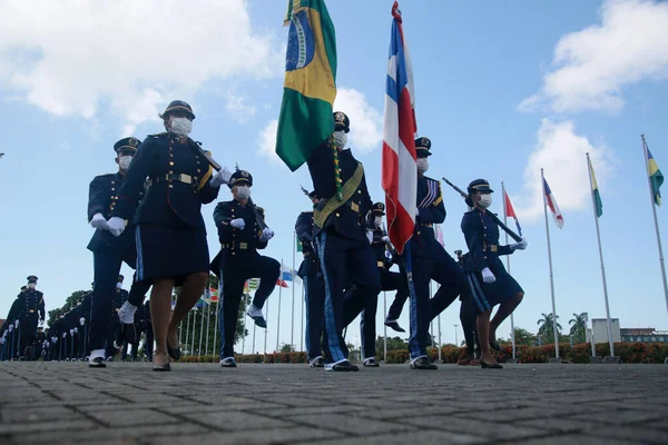 Salvador Bahia Brazil 2022年2月1日 Bahia宪兵队士兵在萨尔瓦多市举行的公民游行 — 图库照片