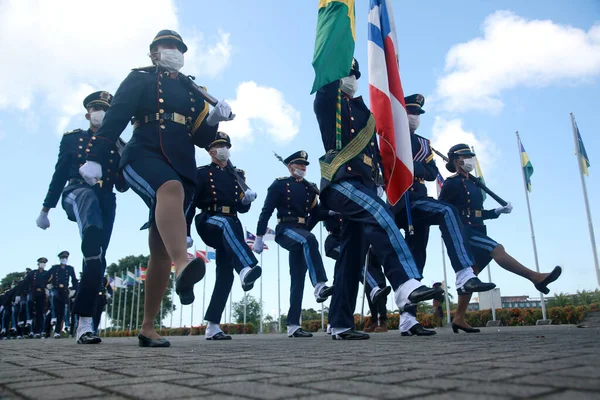 Salvador Bahia Braziliaans Februari 2022 Soldaten Van Bahia Militaire Politie — Stockfoto