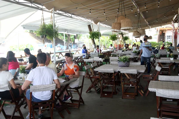 Salvador Bahia Brasil Febrero 2022 Clientes Las Mesas Restaurante Barrio — Foto de Stock