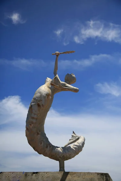 Salvador Bahia Brazylijski Styczeń 2022 Rzeźba Syreny Kamieniu Dzielnicy Itapua — Zdjęcie stockowe