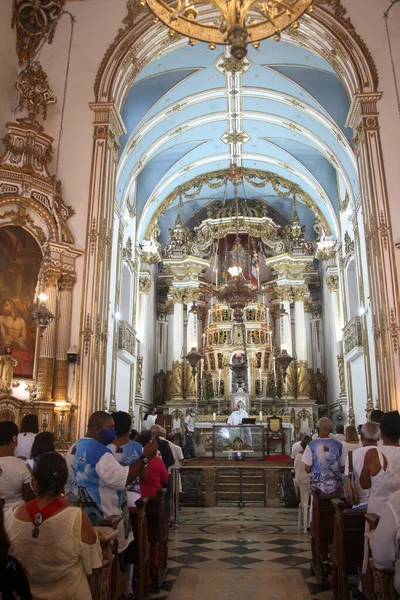 Salvador Bahia Brasil Fevereiro 2022 Visão Interna Basílica Nosso Senhor — Fotografia de Stock