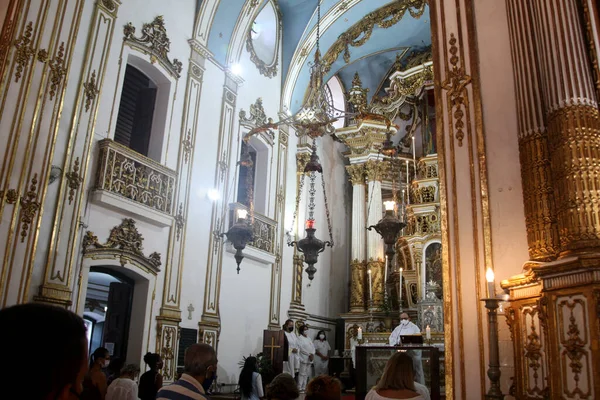 Salvador Bahia Brasil Fevereiro 2022 Visão Interna Basílica Nosso Senhor — Fotografia de Stock