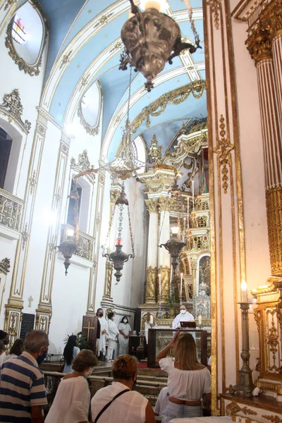 Salvador Bahia Brasil Febrero 2022 Vista Interna Basílica Nosso Senhor — Foto de Stock