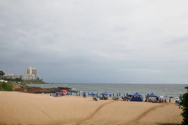 Сальвадор Баия Бразилия Февраля 2022 Вид Пляж Буракао Пасмурный День — стоковое фото