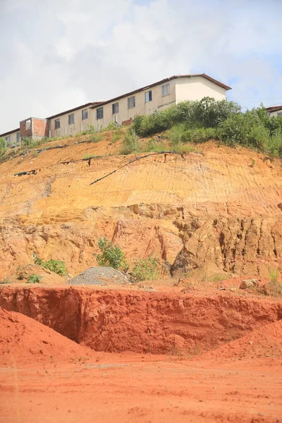 Salvador Bahia Brazil January 2022 Excavation Earthworks Aerial Hillside City — Stock Photo, Image