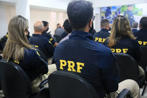 Salvador Bahia Brasil Enero 2022 Agentes Policía Federal Carreteras Durante —  Fotos de Stock