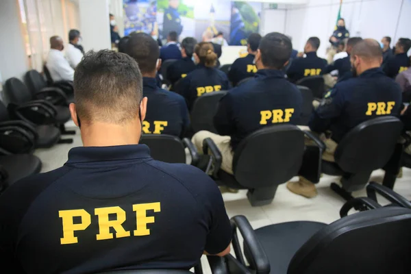 Salvador Bahia Brasil Enero 2022 Agentes Policía Federal Carreteras Durante —  Fotos de Stock