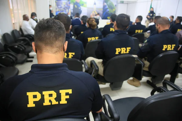 Salvador Bahia Brazil Januari 2022 Federala Polistjänstemän Vid Konferens Staden — Stockfoto