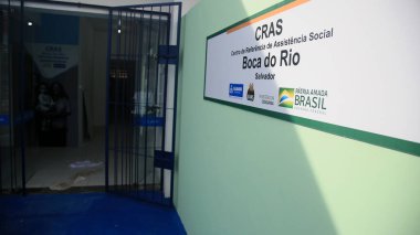 Salvador, Bahia, Brezilya - 18 Şubat 2022: Salvador 'daki bir birim Cras - Sosyal Yardım için Referans Merkezi.