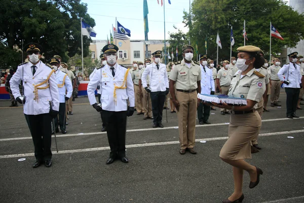 살바도르 바히아 브라질 2022 살바도르의 타르에서 열병식에서 바히아 헌병들이 보인다 — 스톡 사진