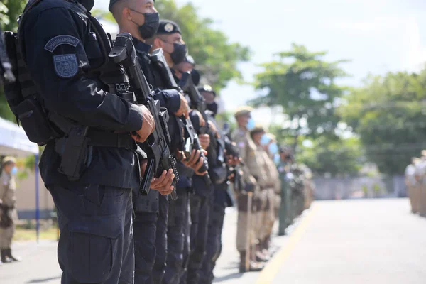 Salvador Bahia Braziliaans Februari 2022 Leden Van Bahia Militaire Politie — Stockfoto