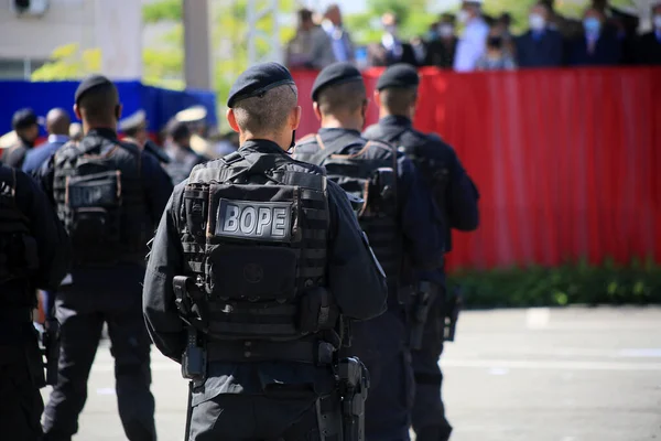 Salvador Bahia Brasil Febrero 2022 Miembros Policía Militar Bahía Son — Foto de Stock