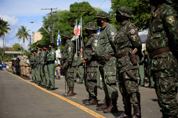 Salvador Bahia Braziliaans Februari 2022 Leden Van Bahia Militaire Politie — Stockfoto