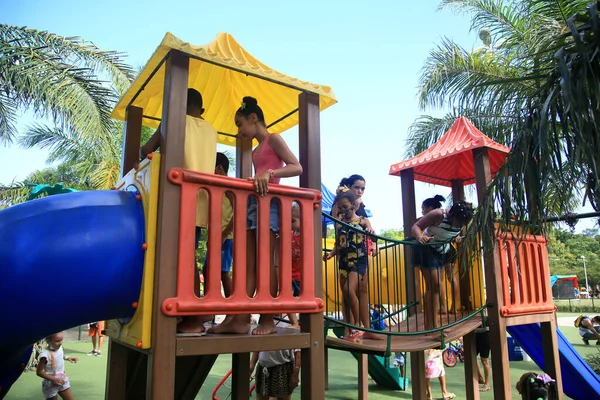 Salvador Bahia Brazil Februari 2022 Barn Leker Vitt Lekplats Parque — Stockfoto