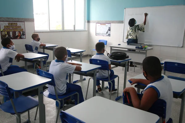 Salvador Bahia Brasil Fevereiro 2022 Estudantes Professores Uma Escola Pública — Fotografia de Stock